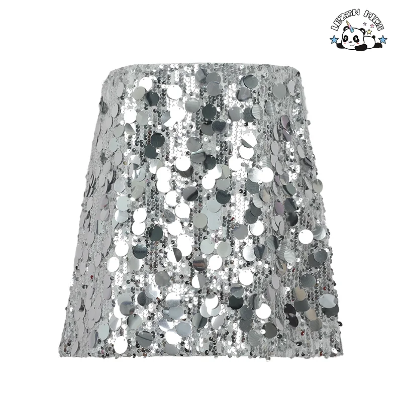 LEZONKIDS - Customizable High Waist Pencil Mini Skirt for Girls Sparkle Sequin Party Skirts for 2-12 Years